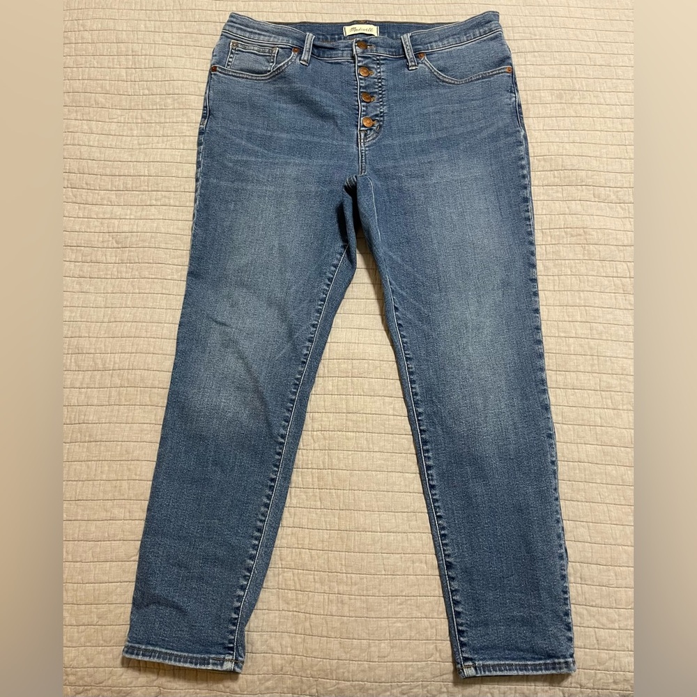 Madewell 9" Mid-Rise Skinny Crop Jeans Button-Front Tencel Denim Edition 32